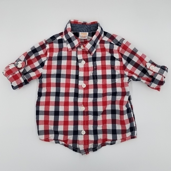 Gymboree Button Down Plaid Polo Shirt 12-18m - Picture 2 of 5